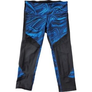 Champion Yoga Panta Womens Black/Swirled Blue With mesh inserts size S